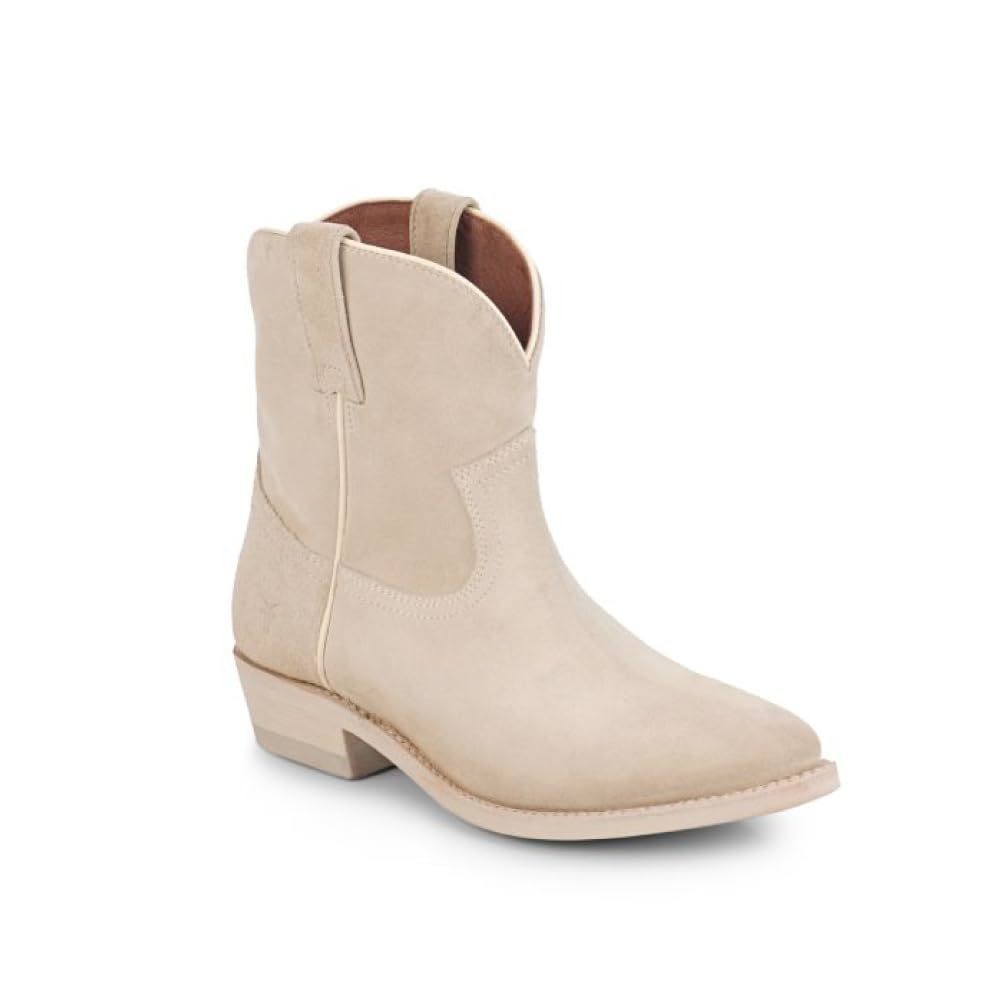 FRYE WOMEN'S BILLY SHORT WESTERN BOOTS, IVORY - FLORAL NUBUCK LEATHER - 8 M
